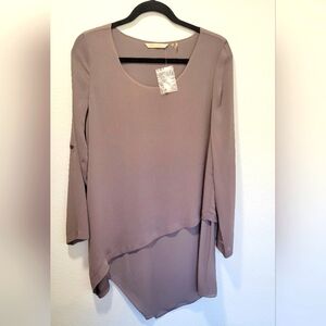 Soft Surroundings Asymmetrical Grey Layered Chiffon Tunic Top - Size‎ Small
